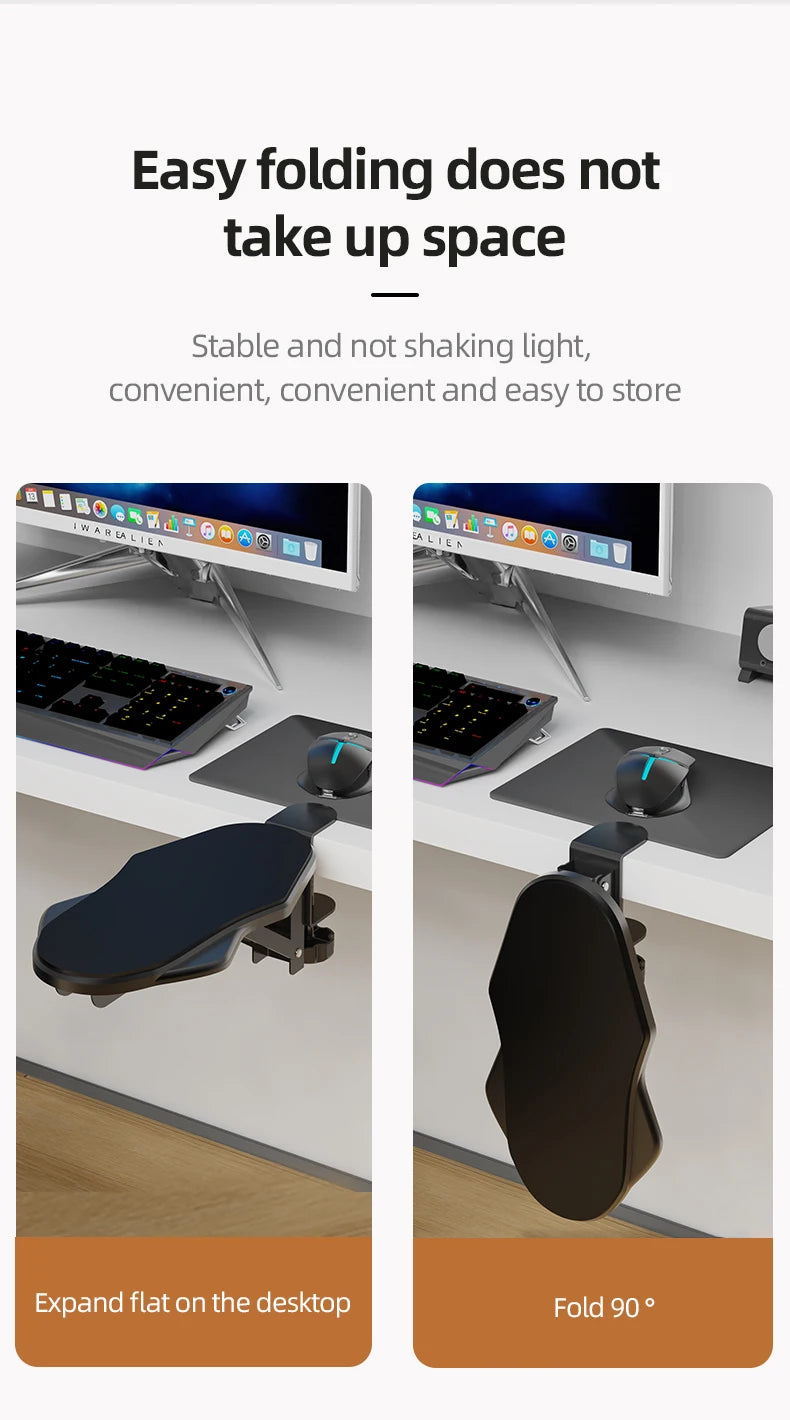 Computer Arm Rest For Desk Adjustable Ergonomic Wrist Rest Support For Keyboard Armrest Extender Rotating Mouse Pad Holder