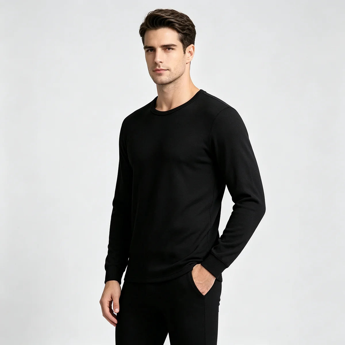 1Pcs Men Thickening Velvet Warm Tops Men's Winter Long-sleeved Thermal Underwer Male Round Neck Fashion T-shirt M-5XL