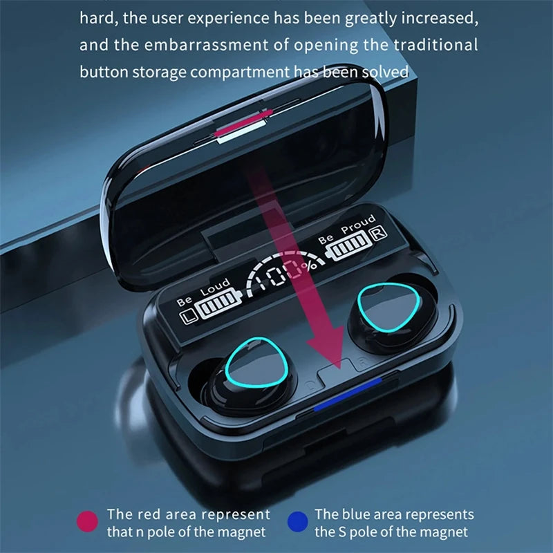 Original Wireless Bluetooth Headset Bluetooth Headphones with Mic Earbuds Charger Box LED Display Fone M10 Earphones