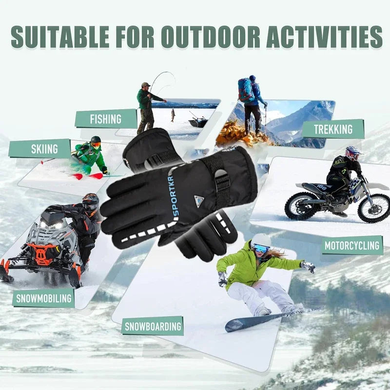 Winter Thermal Waterproof Cycling Gloves Men Women Warm Unisex Skiing Riding Motorcycle Hiking Sport Mittens