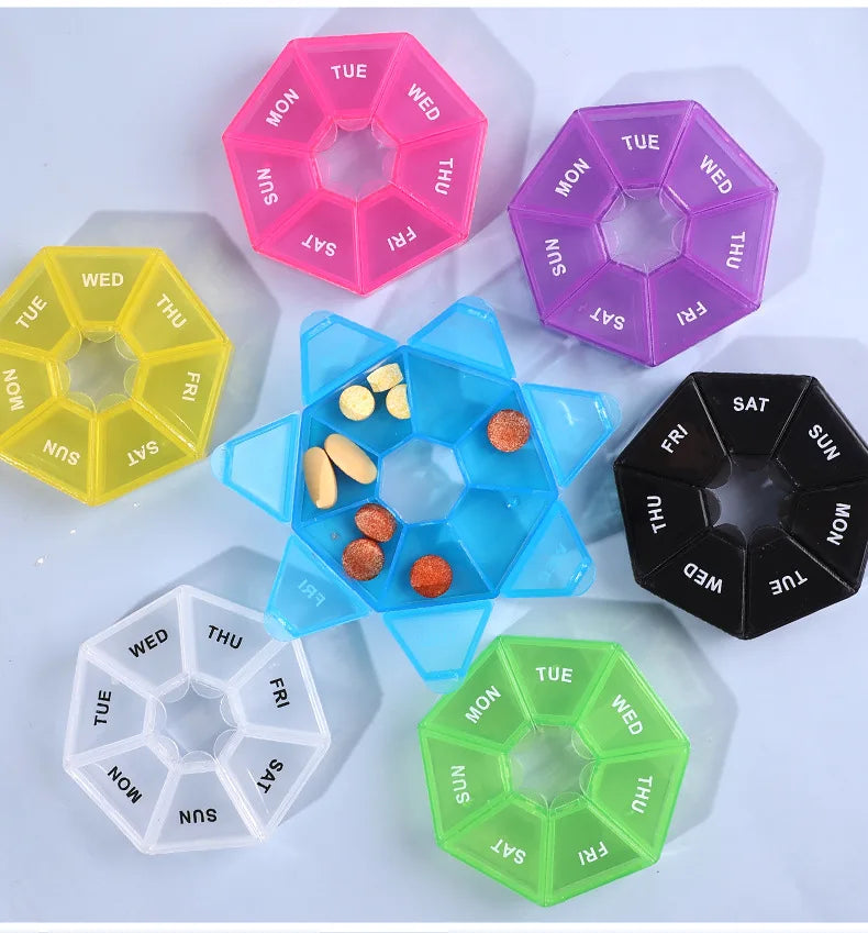 7 Compartments Weekly Pill Organizer Portable Plastic Mini 7 Day Medicine Box Small Pill Case Bulk