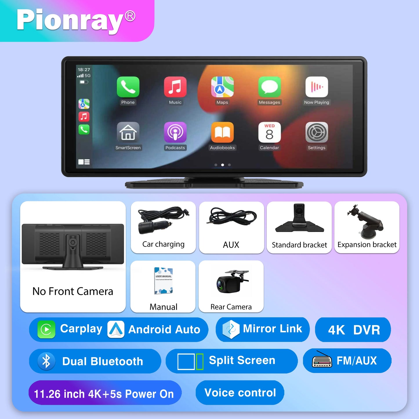 Pionray 7/10 inches android auto Universal Portable CarPlay for Car Screen Car Radio Video Wireless Carplay Screen for Apple - Shoppiline