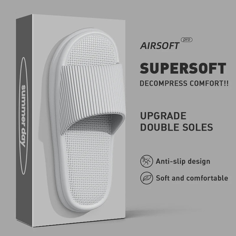 Summer Lovely Solid Color Home Slippers For Women Men Non-slip EVA Bathroom Slides Females Concise Light Sandals Couples Shoes