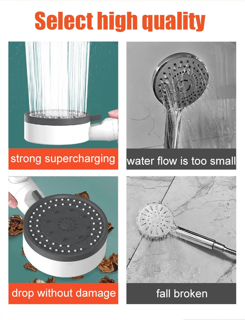 10 Spray High-Pressure Water Saving Filtered Shower Head Handheld Showerhead Fall Resistance Black White Bathroom Shower Nozzle