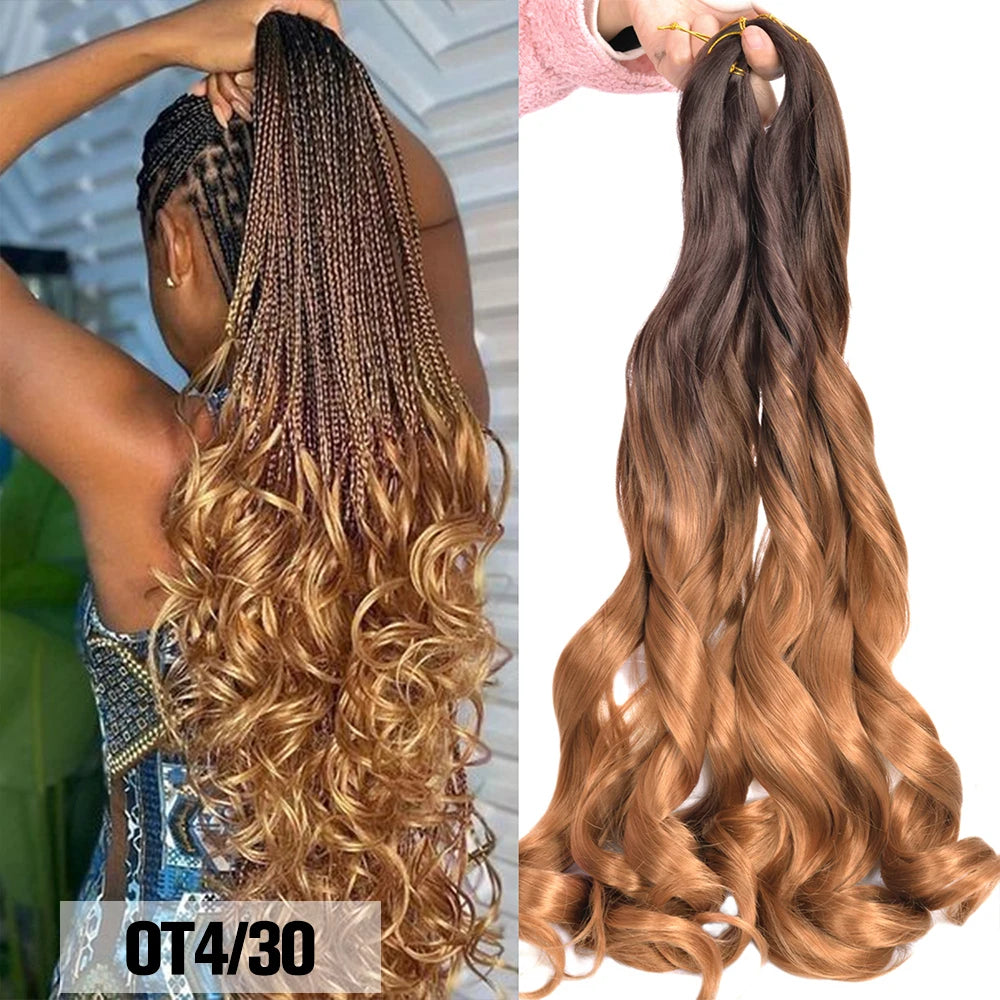 French Curls Braiding Hair Extensions Synthetic Hair Loose Wave Spiral Curl Braids High Temperature Ombre Pre Stretched Hair