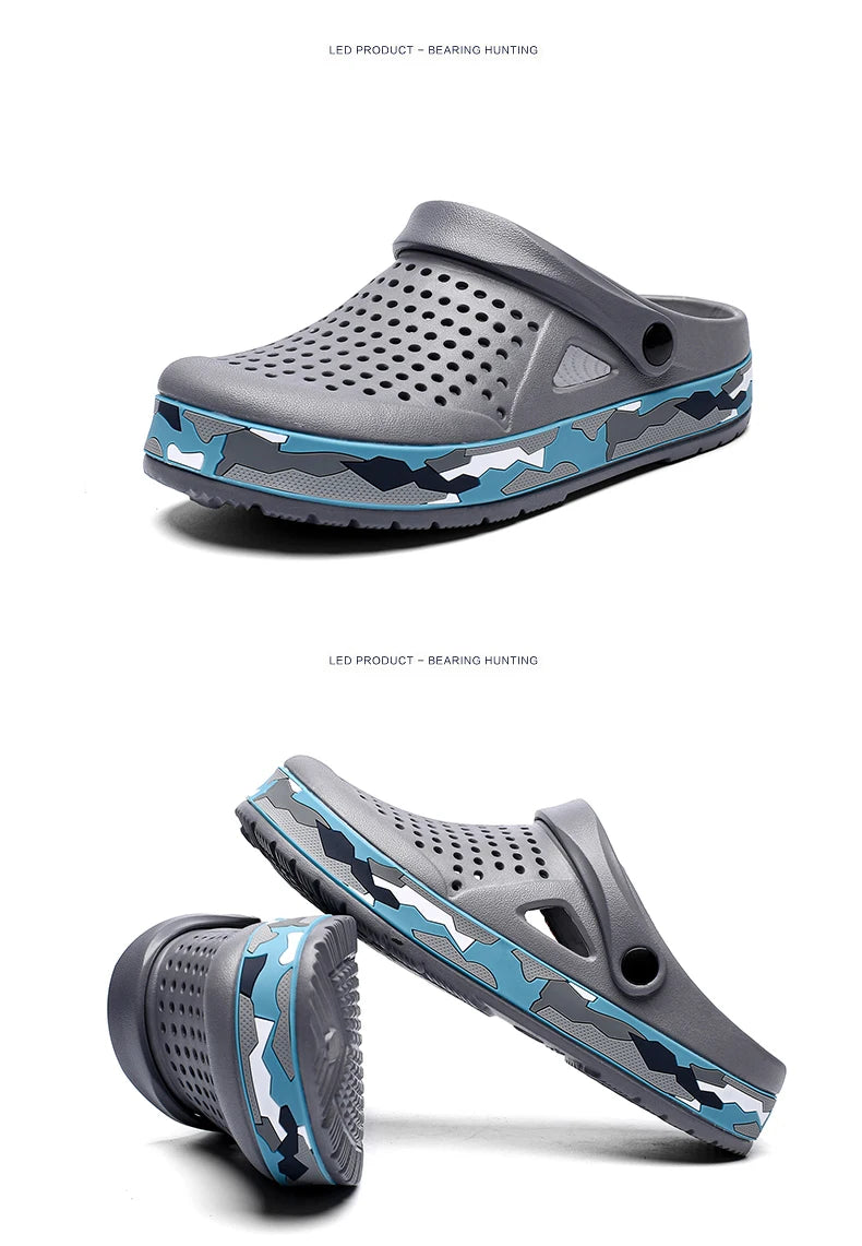 Men's summer casual hole shoes non slip lightweight breathable Two wearing men's sandals fashion comfort beach shoes slippers