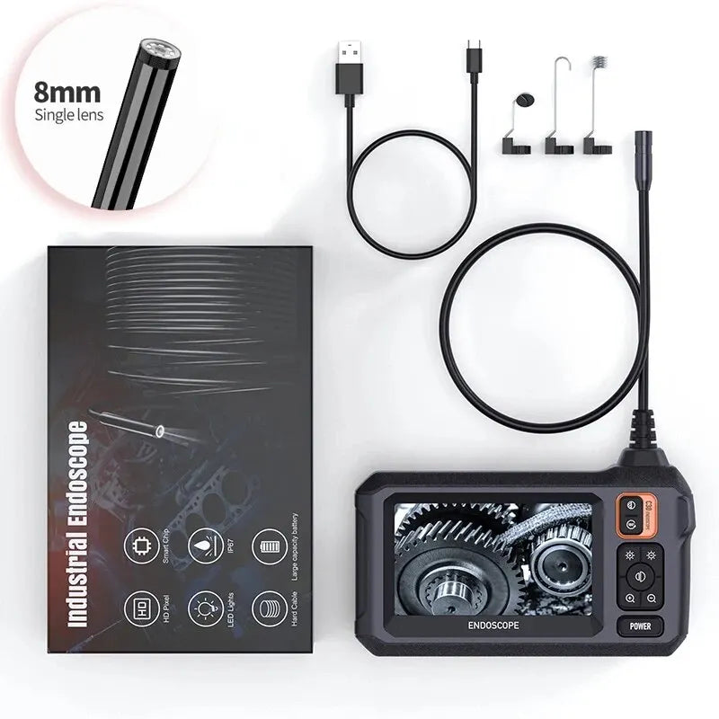 Industrial Endoscope Camera 8mm HD1080P 4.3inch IPS Screen 1080P Pipe Inspection Camera for Car Repair IP67 Waterproof 8 LEDS - Shoppiline