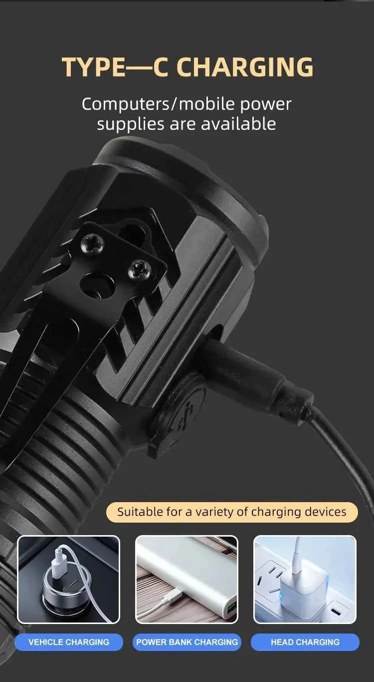 Three-eyed monster LED flashlight, a must-have for night travel, portable, high brightness, strobe lighting