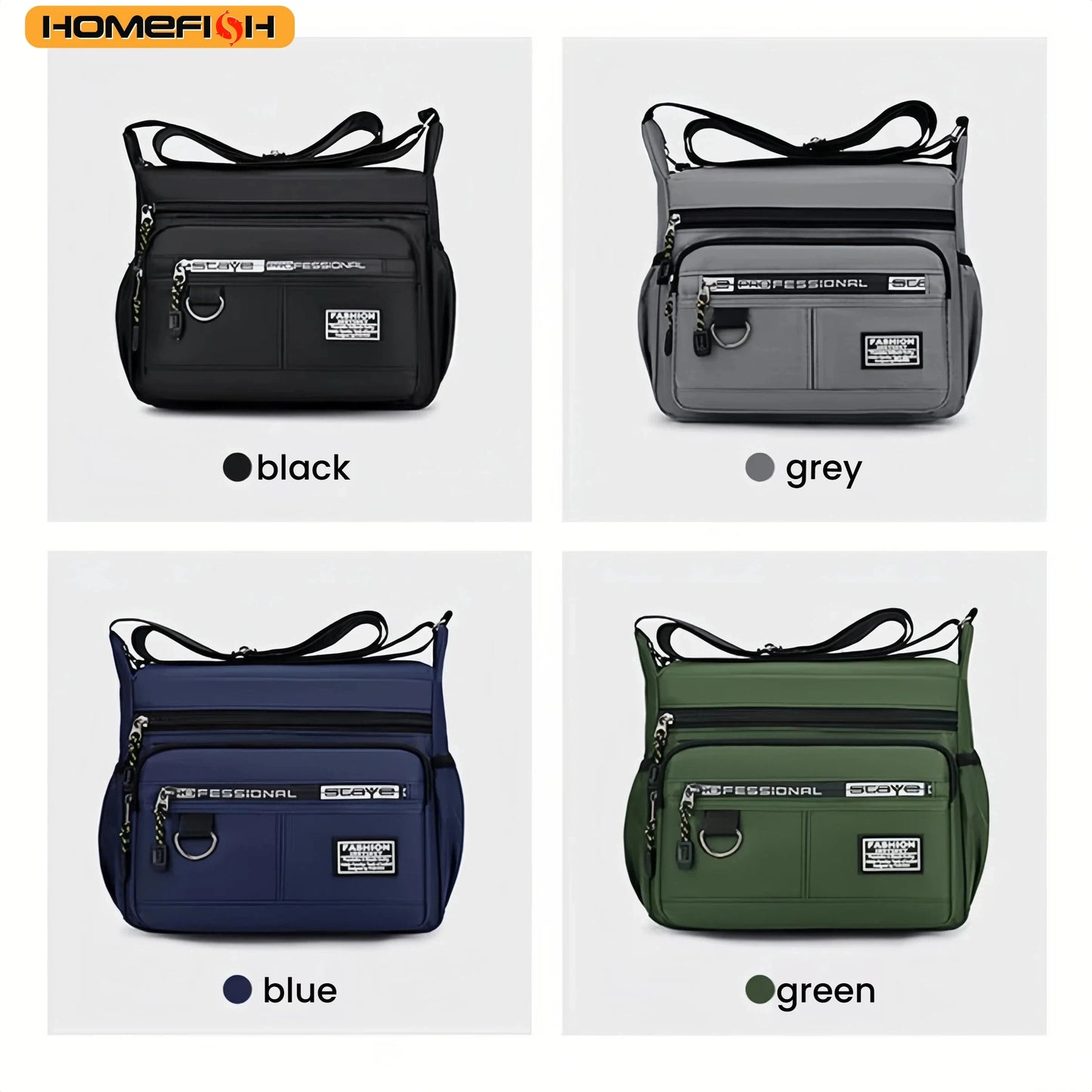 HOMEFISH Men's Cross-Body Bag with Multi-Layered Pockets, Adjustable Shoulder Strap, Business Single-Shoulder Bag