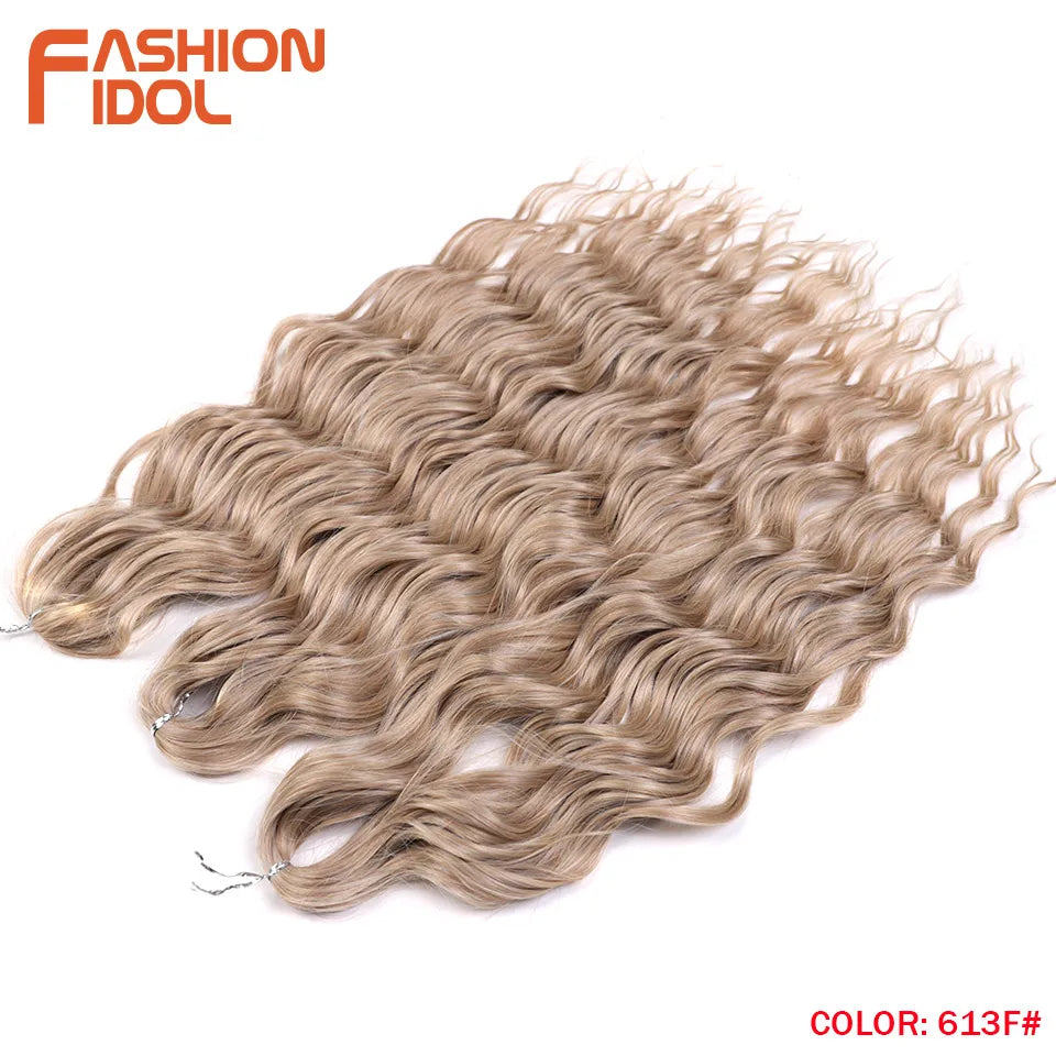 Anna Hair Extensions synthétiques de tresses Loose Deep Wave 24 pouces, cheveux tressés ondulés, cheveux bouclés torsadés au crochet Ombré Blond
