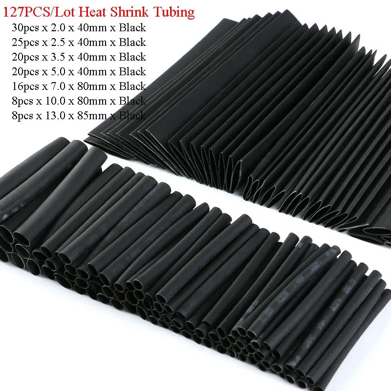 530/127pcs Heat Shrink Tubing Sleeves Polyolefin Set 2:1 Shrink Ratio for Wires Cables Multicolor Sleeves