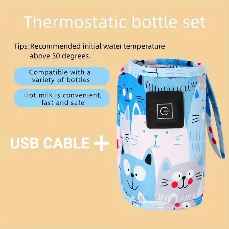 USB-Milch- und Wasserwärmer, isolierte Kinderwagentasche für unterwegs, Babyflaschenwärmer, tragbarer Flaschenwärmer, Weihnachten, Halloween