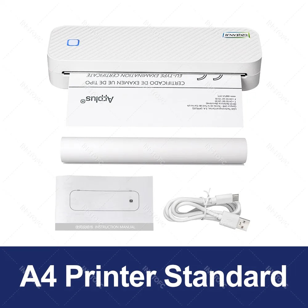 Portable A4 Thermal Printer Bluetooth Photos PDF Document Printing Machine Folded Rolls Paper For Office Work Home School Travel - Shoppiline