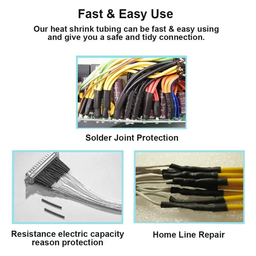 530/127pcs Heat Shrink Tubing Sleeves Polyolefin Set 2:1 Shrink Ratio for Wires Cables Multicolor Sleeves
