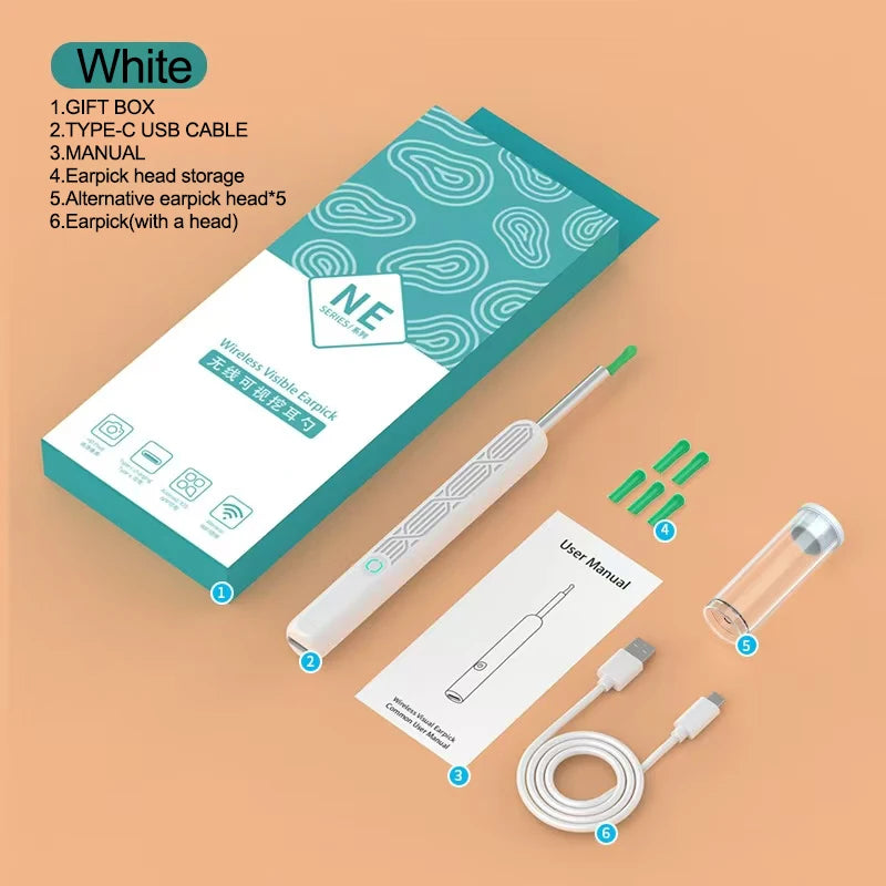 Nettoyant auriculaire visuel intelligent avec caméra, dissolvant de cérumen, otoscope 1080P HD, curette auriculaire, endoscope auriculaire, soins personnels