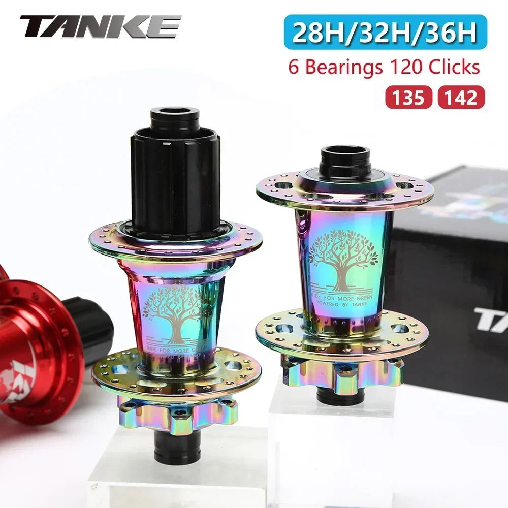 TANKE 120 Click Hub 6 Bearing MTB Mountain Bike Front Rear Thru HG 28 32 36 Holes Disc Brake Bicycle Hubs 8 9 10 11 12 Speed