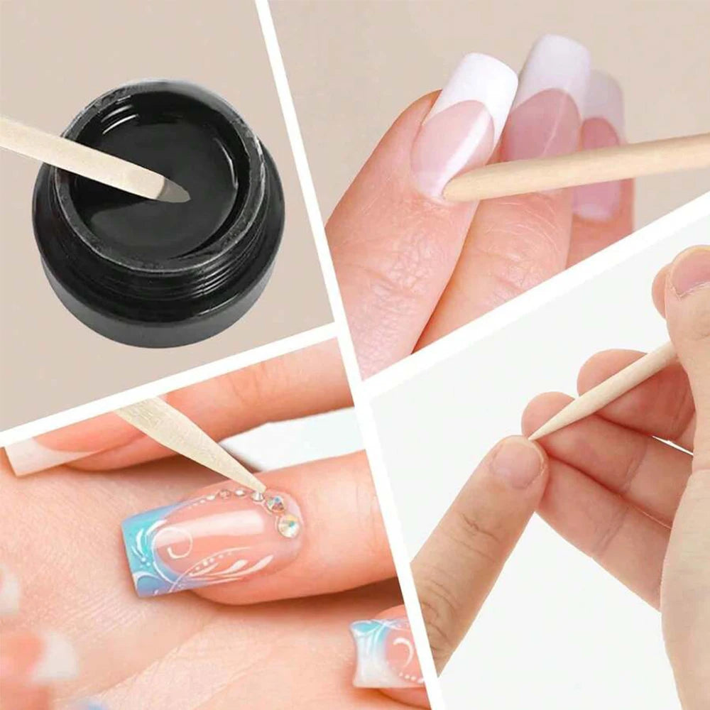 50/1000Pcs Double Ended Wooden Cuticle Pusher Multi  Nail Art Tools Beechwood Stick Manicure Pedicure Tool Suitable for Home Use