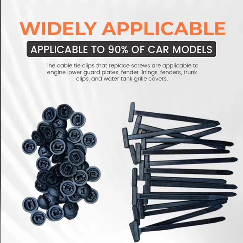 Nylon Universal Cable Tie Buckle-Heavy Duty Zip Ties Holder with Pin & Button Design Plastic Cable Ties Tool Fasteners Car Body