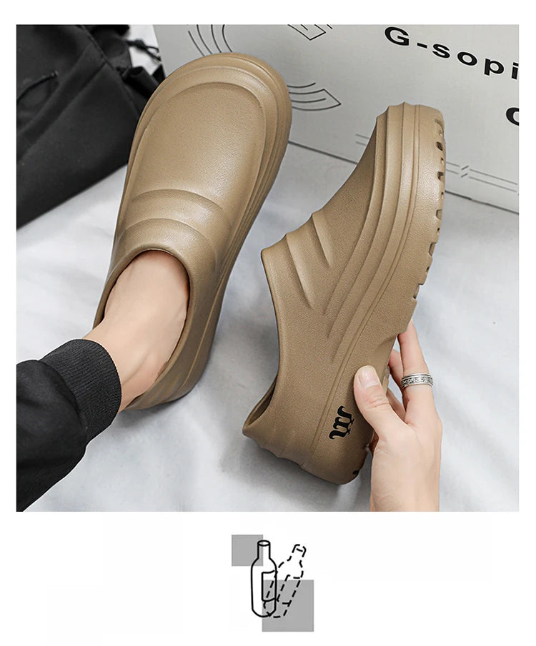 New Men's Anti-slip Chef Shoes Sandals For Men Working Shoes Waterproof Fashion Garden Shoes Clogs For Beach Slippers Size 36-48