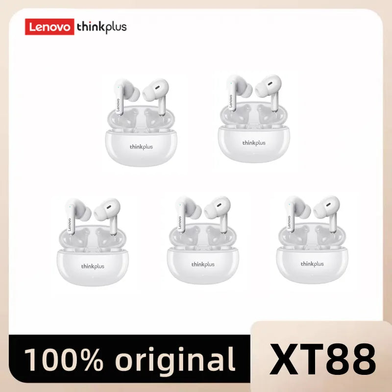 5PCS Original Lenovo XT88 Wireless Bluetooth Headset Ultra Long Standby Battery TWS Sport In-Ear Binaural HD Microphone