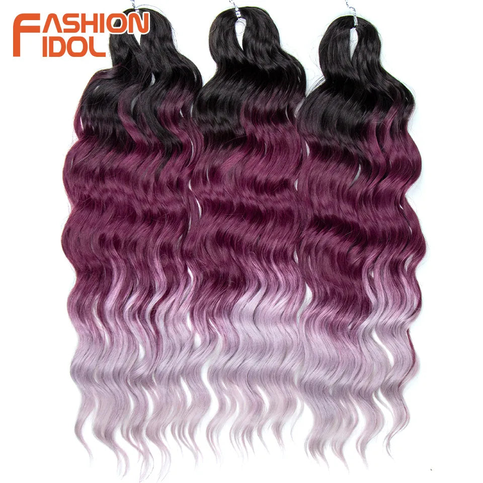 Anna Hair Extensions synthétiques de tresses Loose Deep Wave 24 pouces, cheveux tressés ondulés, cheveux bouclés torsadés au crochet Ombré Blond