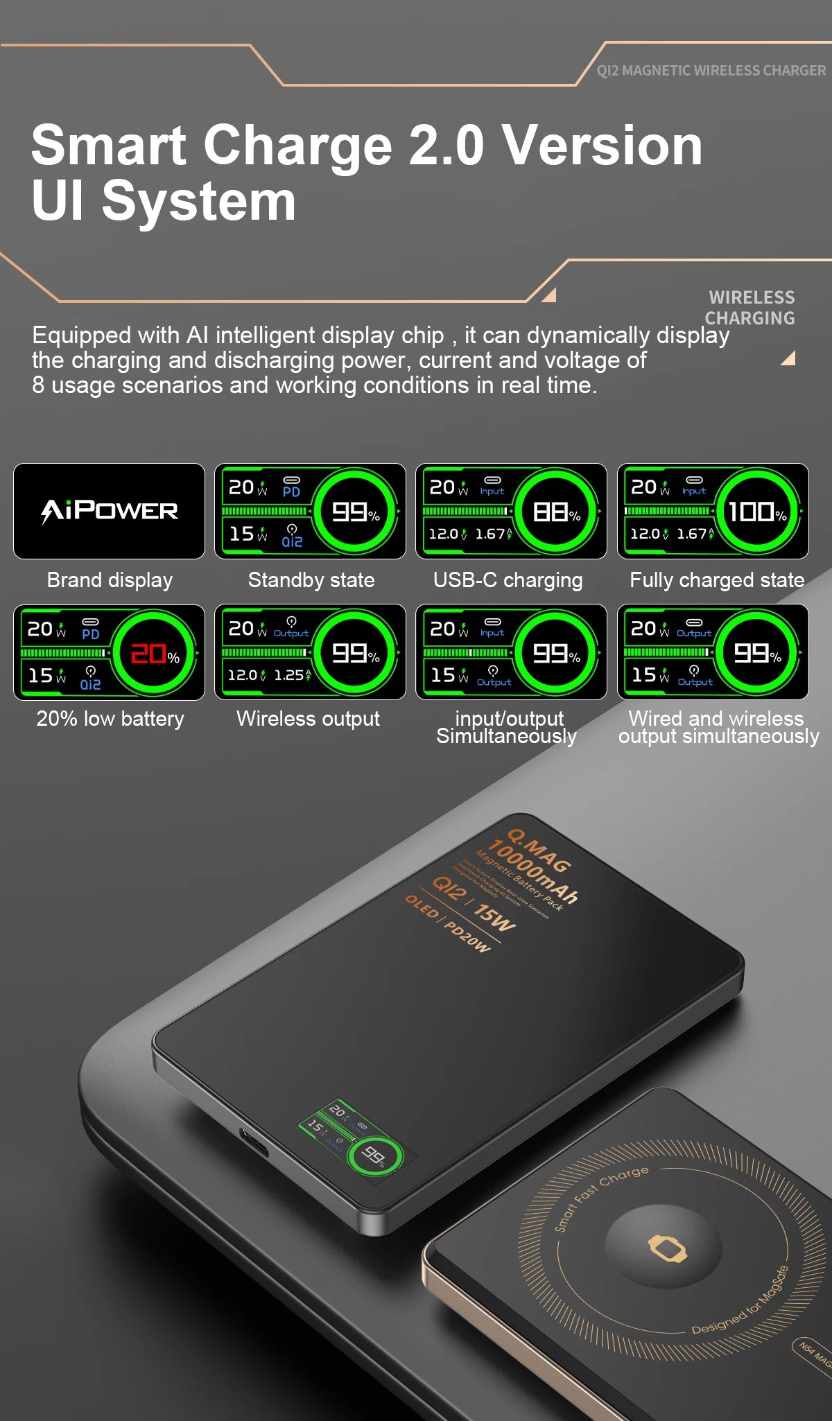 QI 2.1 Magnetic Powerbank Wireless Fast Charing Spare Portable External Battery for iPhone 12-17 Pro Watch Airpods 5000/10000mAh - Shoppiline