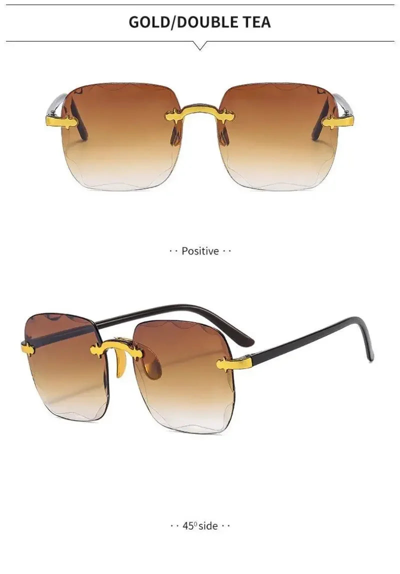 Frameless Sunglasses Y2K Gradient Fashion Korean Hip Pop Anti Ultraviolet Elegant Luxury Outdoor Travel Eyewear Women Unisex