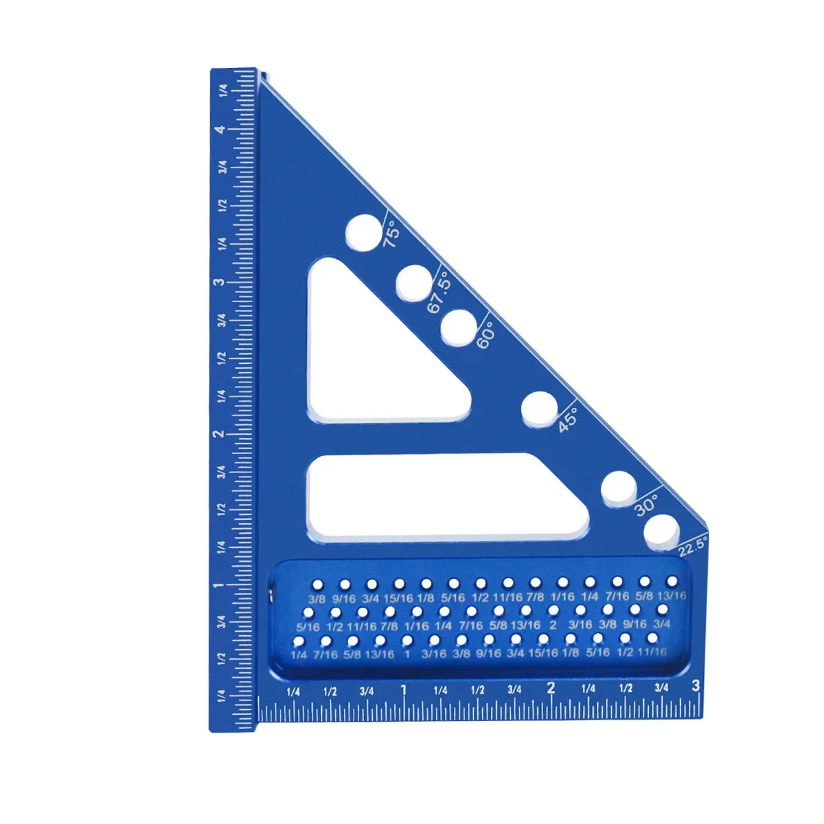 3D Multi-Angle Metric/Inch Measuring Ruler, 45/90 Degree Aluminum Alloy Square Protractor, High Precision Layout Measuring Tool - Shoppiline