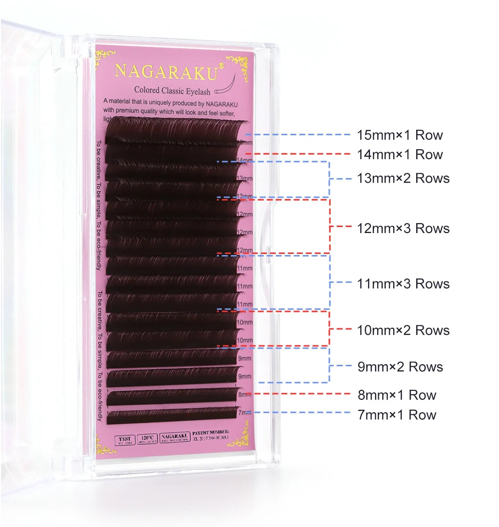 NAGARAKU Brown Eyelash Extension Maquillaje Makeup Individual Eyelashes High Quality Soft Natural Synthetic Mink 16 Lines