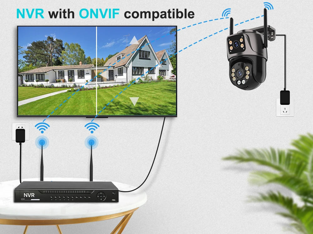 4K 8MP HD Wifi PTZ Camera Outdoor 4MP Dual Lens Dual Screen AI Auto Tracking IP Camera CCTV Audio Video Surveillance P2P iCSee - Shoppiline