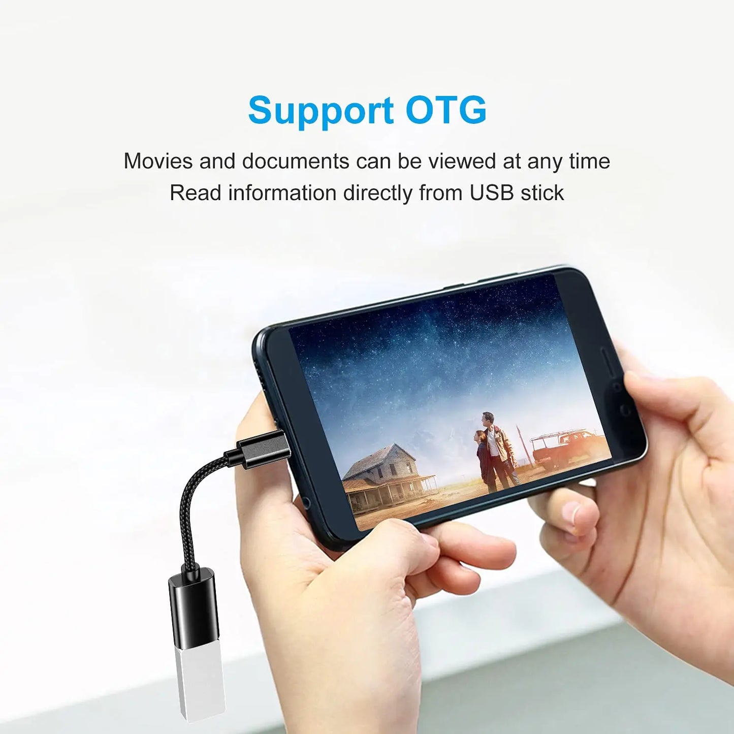 USB-C to USB Adapter, USB-C Male to USB Female OTG Data Cable, Suitable for MacBook Pro/Air, iPhone 16 Pro Max/16 Plus/16e/15