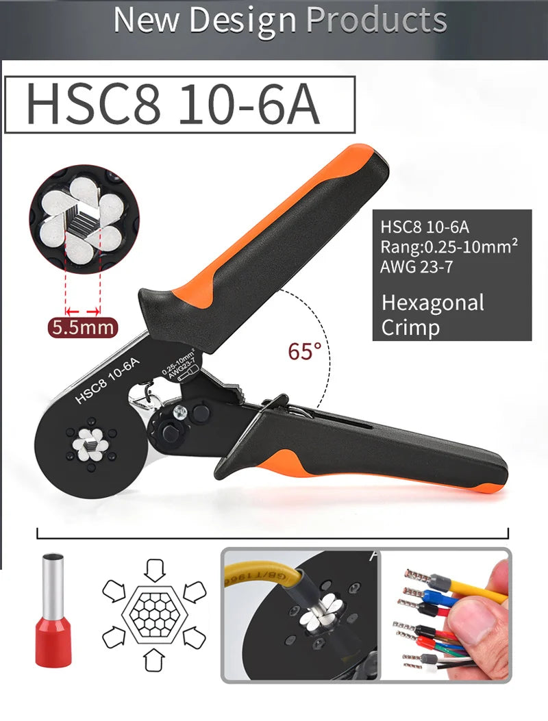 Crimping Pliers Ferrule Sleeves Tubular Terminal Tools HSC8 6-4 10-6 16-6 Wire Crimper Household Electrical Sets Terminal - Shoppiline