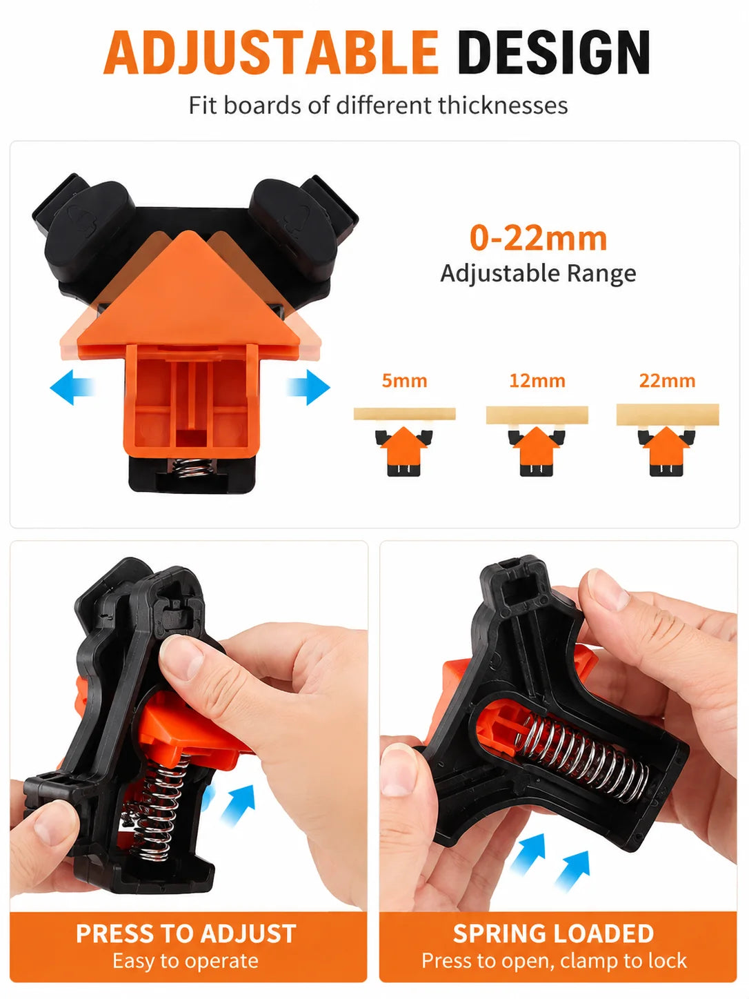 Right Angle Clamp, 90 Degree Corner Clamp, Picture Frame Glass Holder, DIY Woodworking Hand Tool for Furniture Fixing