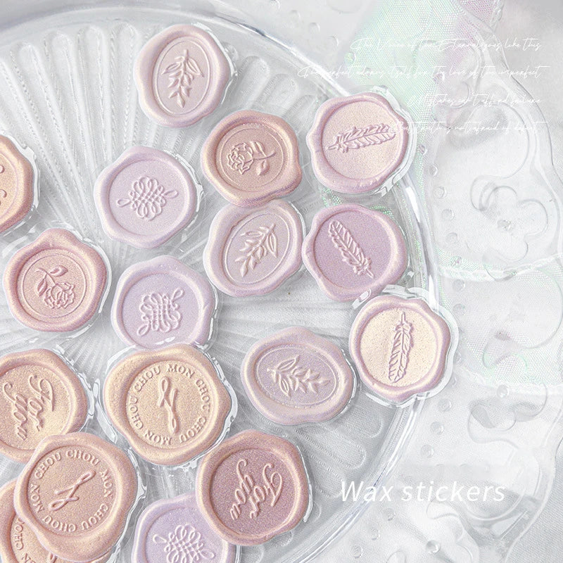18pcs Wax Seals Stickers Vintage Envelopes Sealing Stamps Stickers Kawaii DIY Scrapbooking Journal Planner Sticky Label Tags