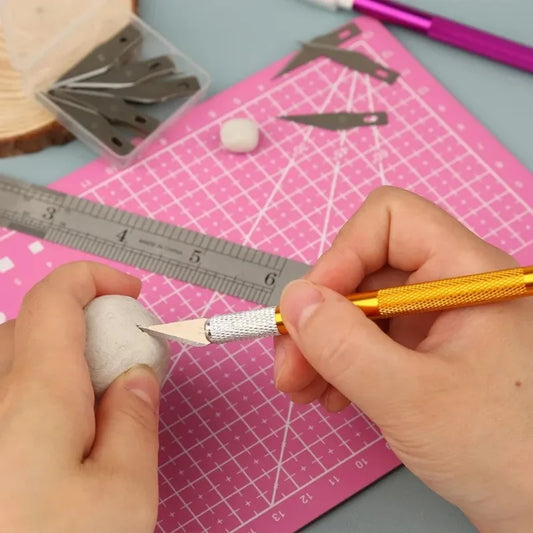 Engraving Cutter with Blade Metal Handle, Craft Carving, Sculpture Paper, Non-Slip Knife, DIY Repair, Leather Tools