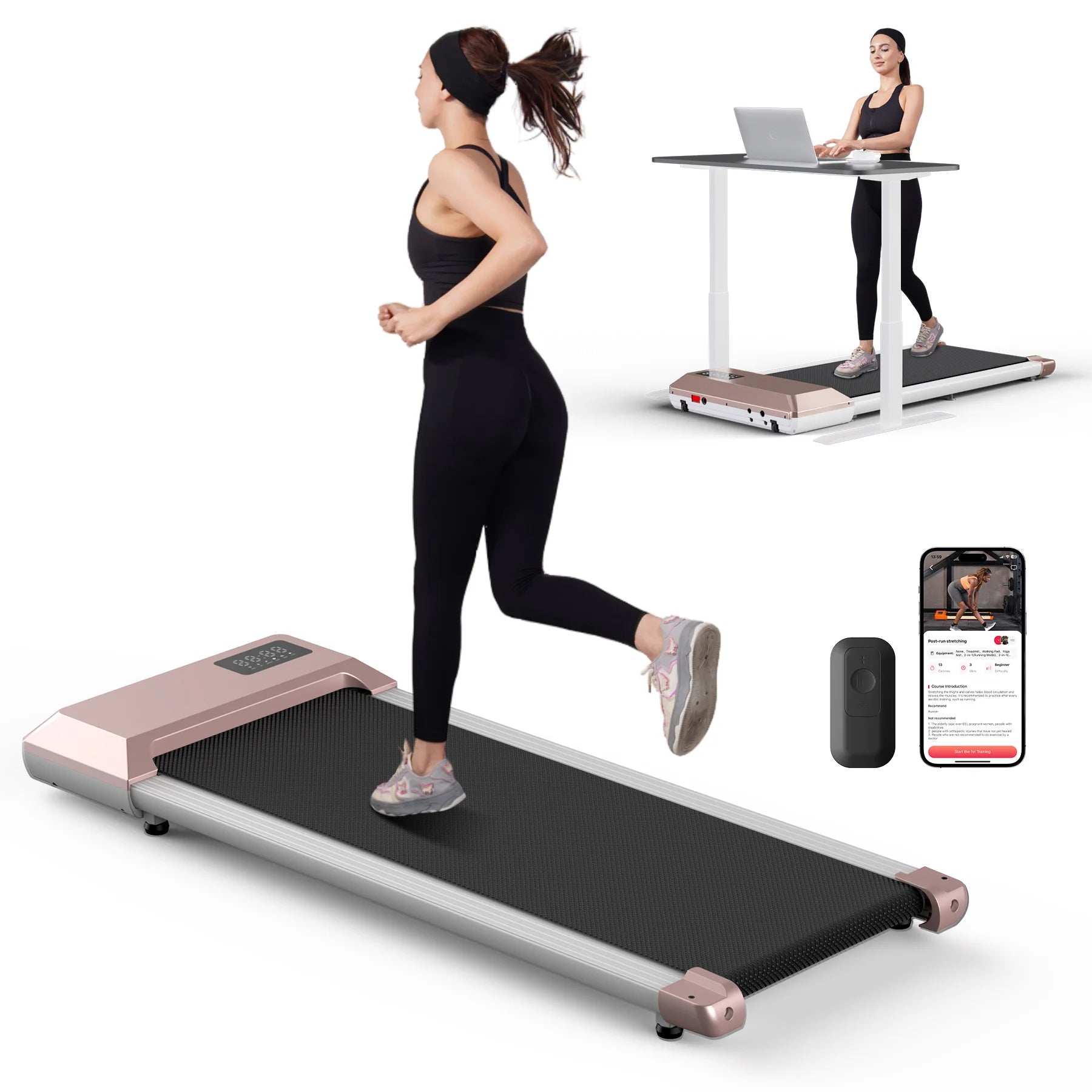 300lbs Treadmill for Home 2.5HP Treadmills Walking Pad LCD Digital Data Display 2in1 Walking Running Fitness Exercise Machine - Shoppiline
