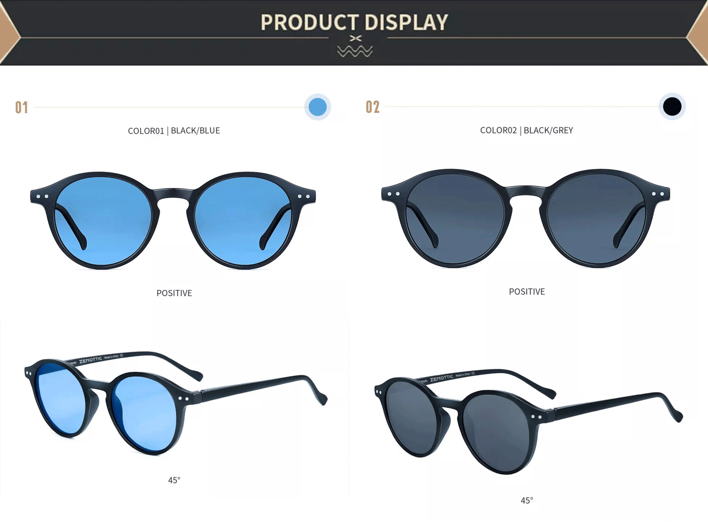 ZENOTTIC Lunettes de Soleil Rétro Polarisées 2023 2024 Hommes Femmes Vintage Petite Monture Ronde Lunettes de Soleil Verres Polarisés UV400 Nuance