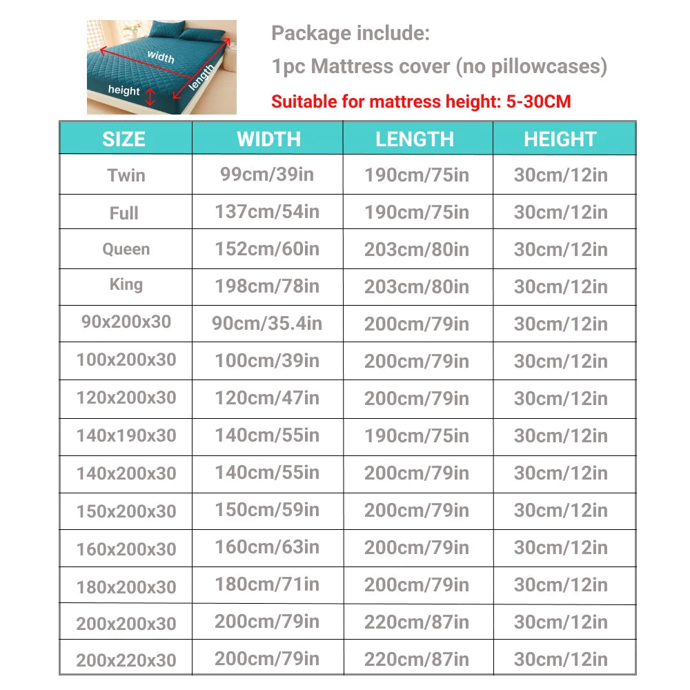 1pc 3D Air Fabric Thick Mattress Cover, 100% Waterproof Mattress Protector, Soft and Breathable Fitted Bed Sheet (No Pillowcase) - Shoppiline