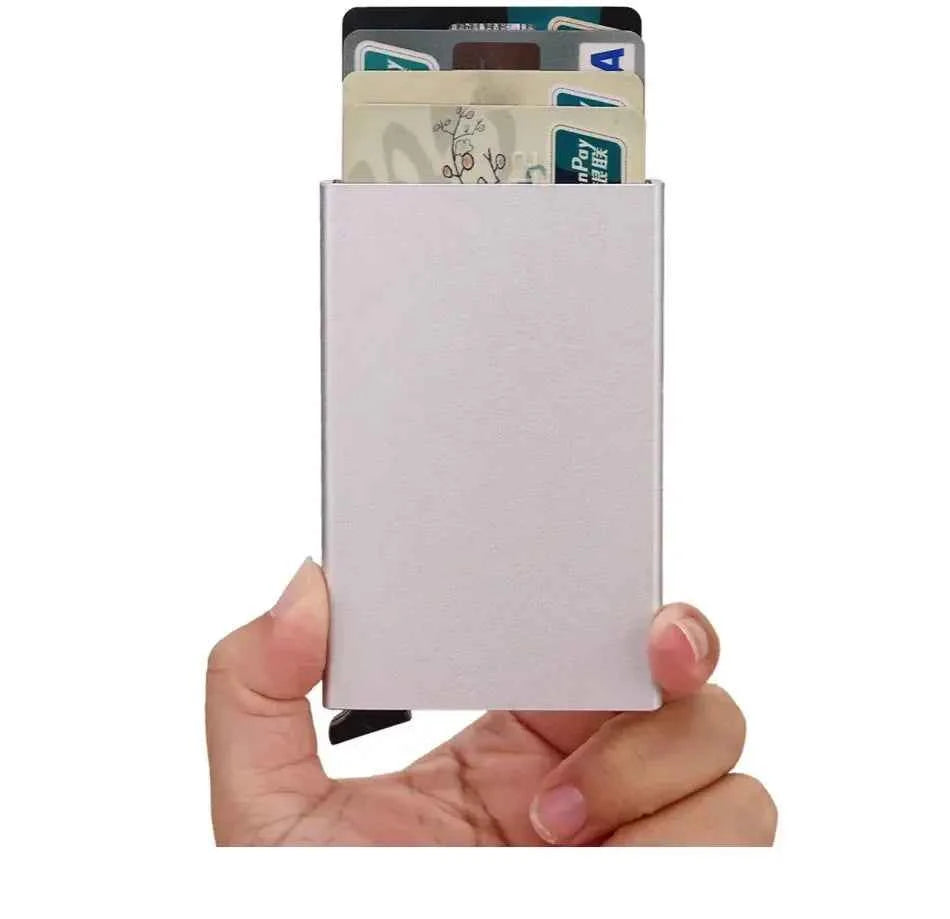 Rfid ultra-thin smart wallet for men and women, pop-up credit card holder, metal minimalist mini wallet