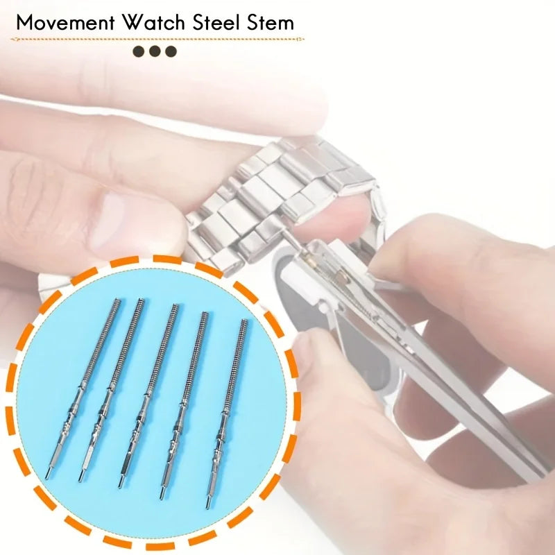 5Pcs Movement Watch Steel Stem Crown Kit Watch of Parts NH35 NH36 NH38 NH39 Movement Watch Stem Spare Parts 5Pcs Movement Watch
