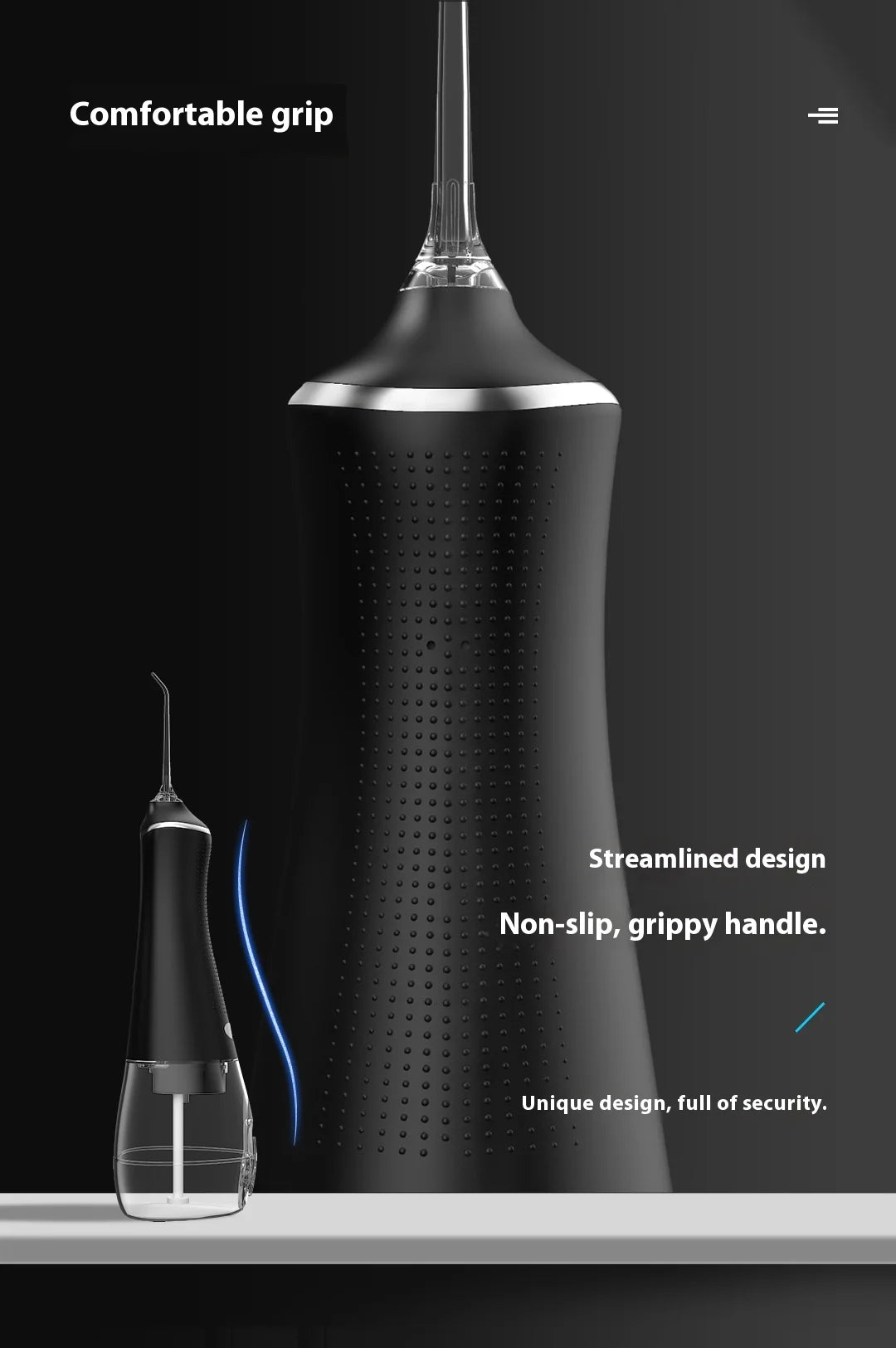 HOMEFISH Oral Irrigator Portable Dental Water Flosser USB Rechargeable Water Jet Floss Tooth Pick Jet Tip Modes Waterproof