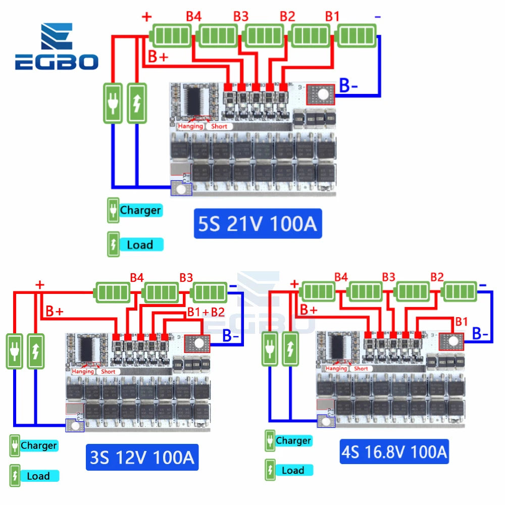 3S/4S/5S Bms 12.6V 16.8V 21V 3.7V 100A Li-ion Lmo Ternary Lithium Battery Protection Circuit Board Li-polymer Balance Charging