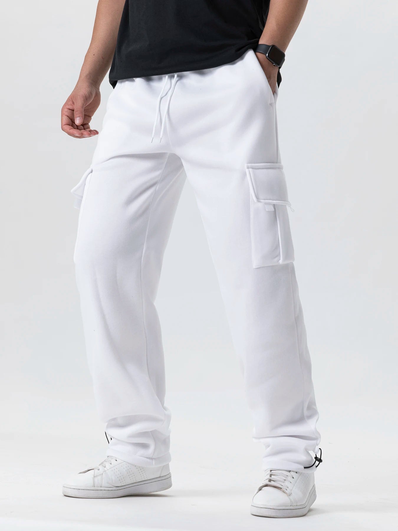 Herren-Sweatpants mit mehreren Taschen Herbst Winter Kordelzug Straight Fit Hose Lauf Jogger Sport Fitnesshose Herren Freizeithose