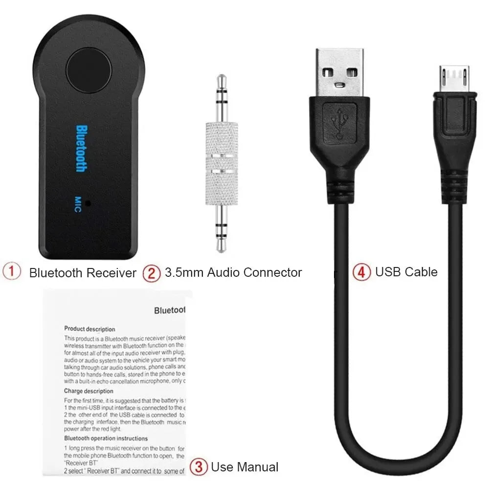 Wireless Bluetooth 5.0 Receiver 3.5mm AUX Adapter for Car Music Audio Handsfree with Mic 2 in 1 Transmitter for Headphone