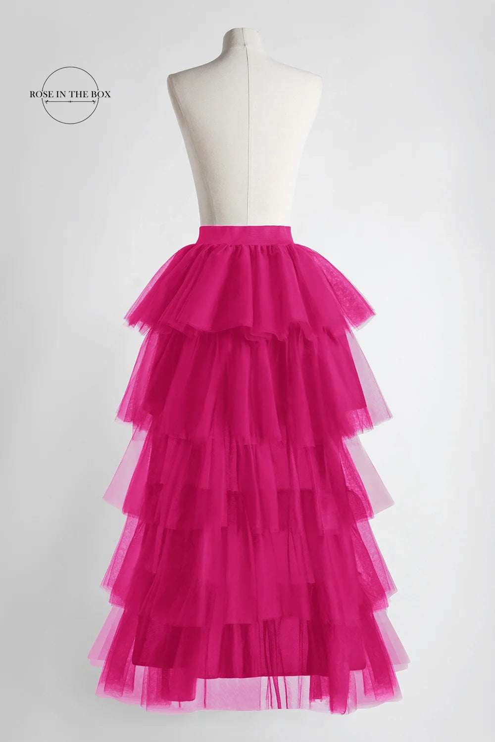 BABYONLINE Women Tiered Tulle High Low Skirts Elastic Waist Petticoat Puffy Long Tulle Skirt Female Maxi Skirt Free Size