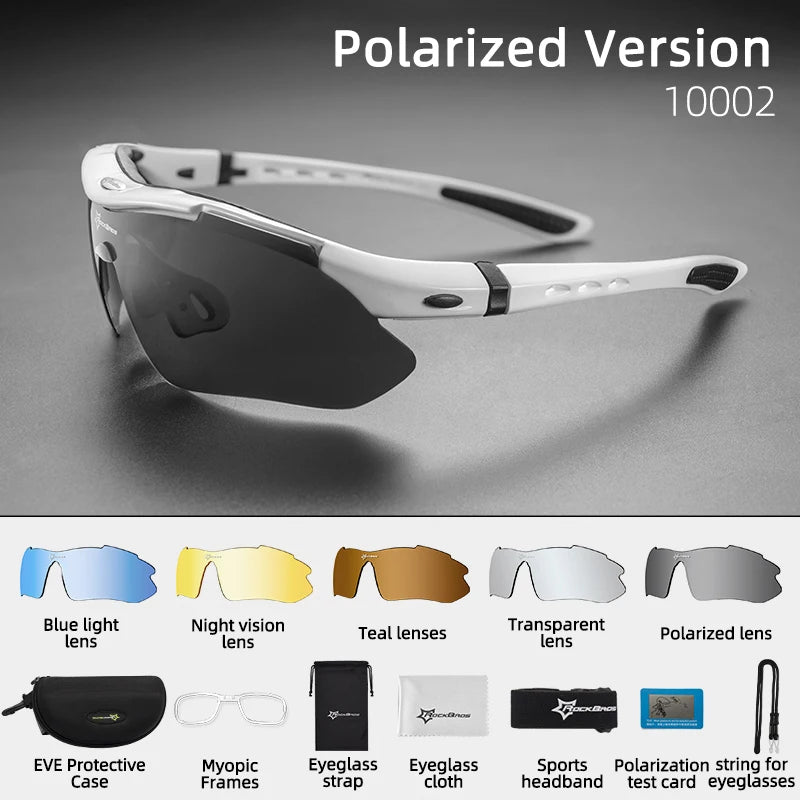 ROCKBROS Cycling Polarized glasses Bike Sunglasses Outdoor Sports Sunglasses MTB PC Goggles Eyewear 5/3 Lens Bicycle Accessory - Shoppiline