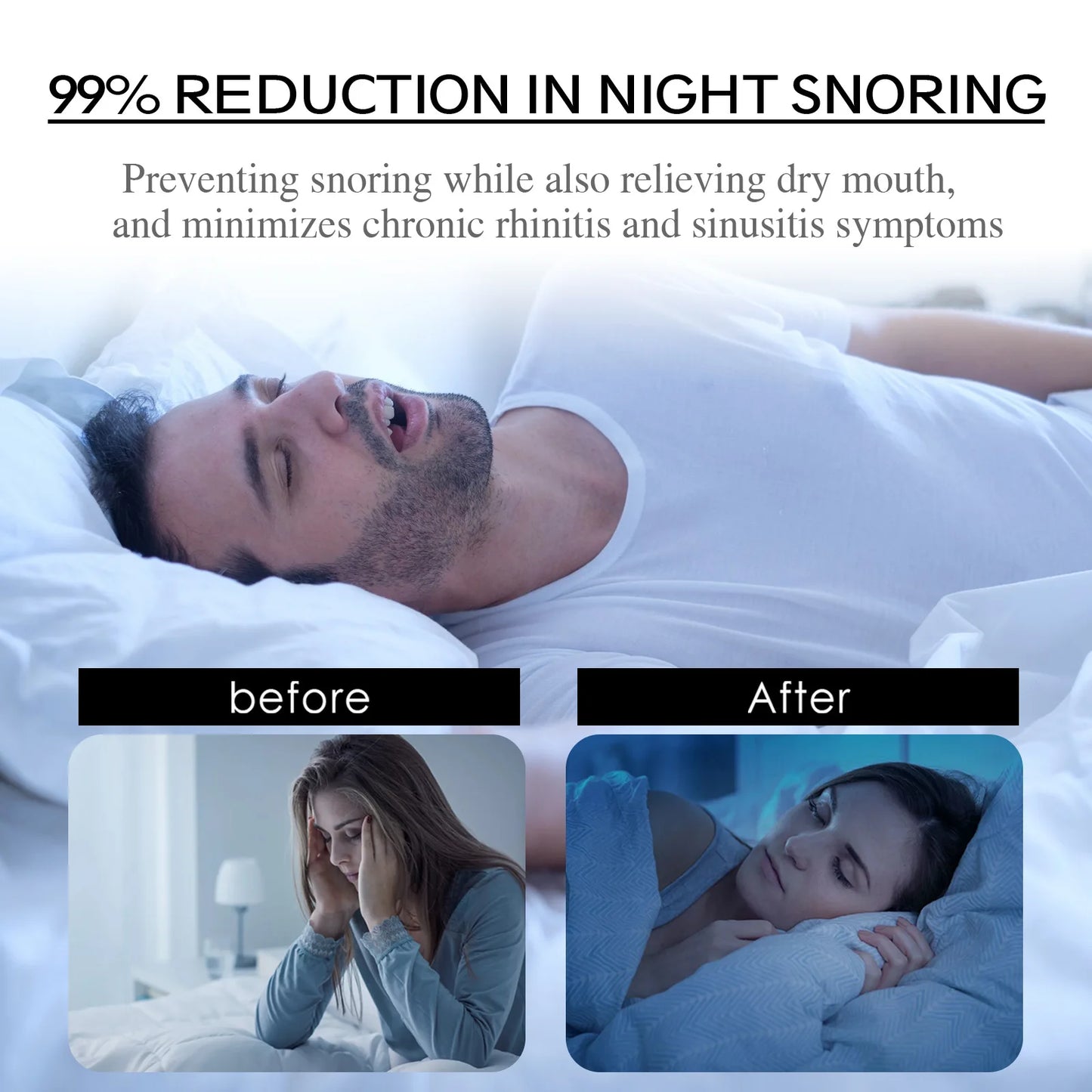 Autocollant anti-ronflement pour un meilleur sommeil, améliore la respiration buccale, réduit le ronflement, ruban correcteur de bouche pour adultes pendant le sommeil nocturne.