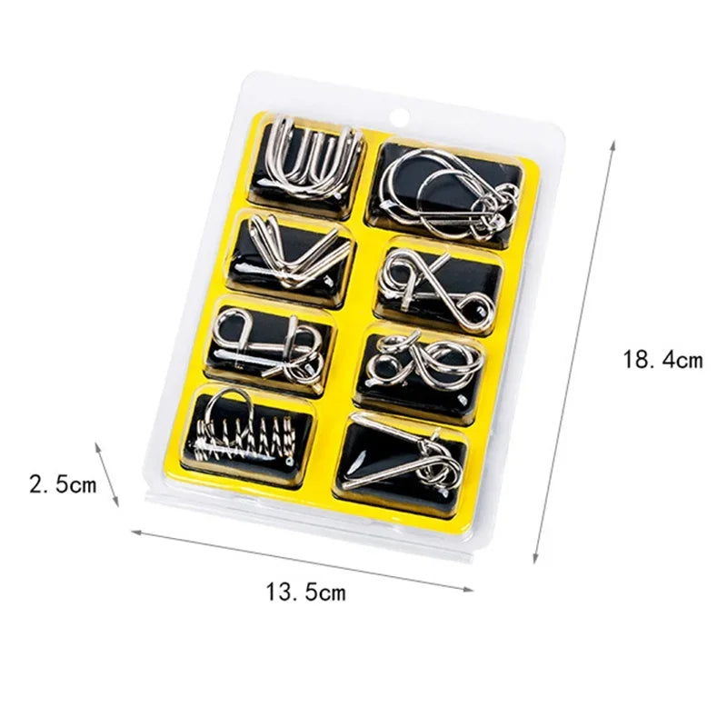 8 Pcs Metal Wire Puzzle Set, Brain Teaser IQ Logic Games for Adults, Challenging Montessori Mind Puzzles for Focus & Skill Train