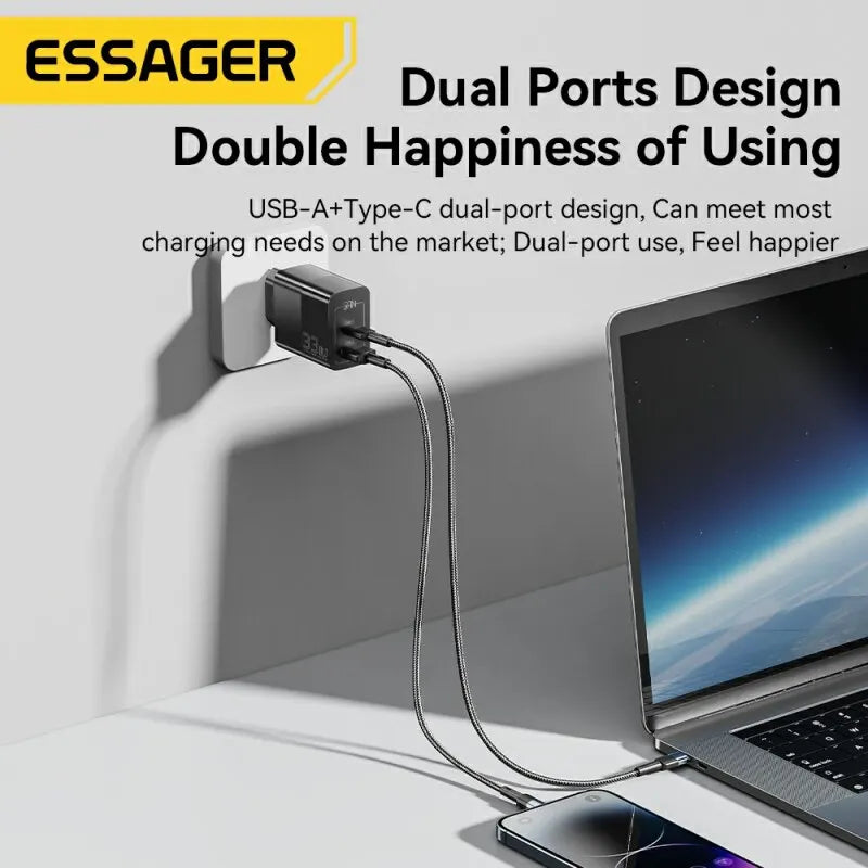 Essager USB C Charger 33W GaN Type C PD Fast Charging For iPhone 14 13 12 11 Pro Max XS 8 P For iPad Pro Air iPad Mini - Shoppiline