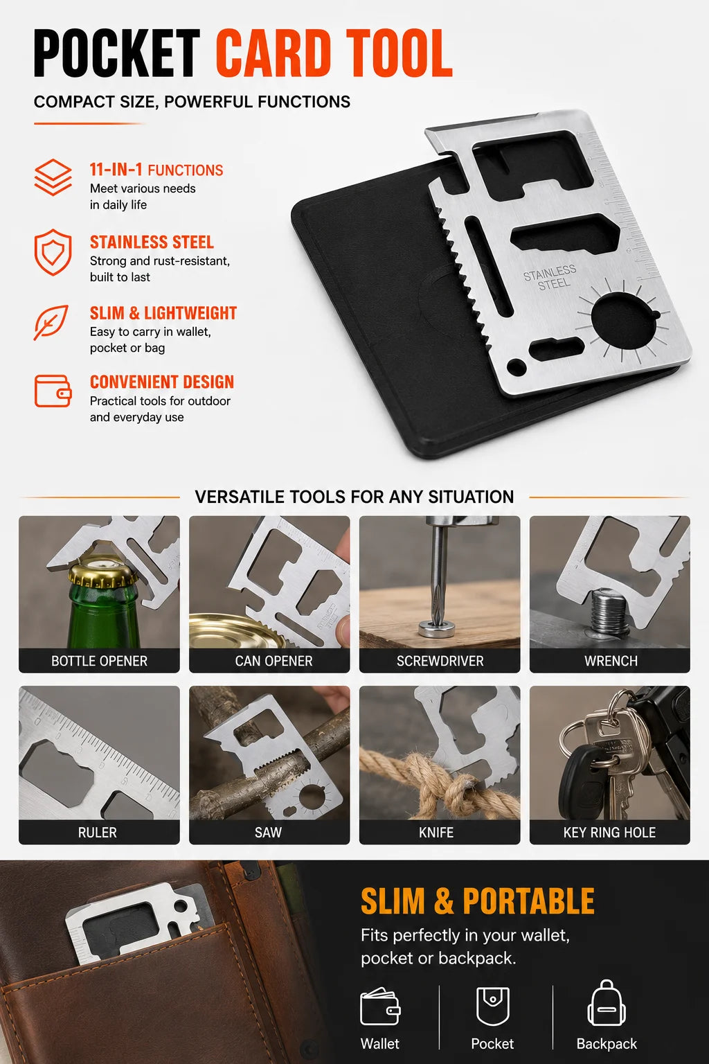 2PCS Outdoor Multi Tool Set, Folding Pliers and Pocket Card Tool for Camping Repair, Portable Emergency Hand Tools